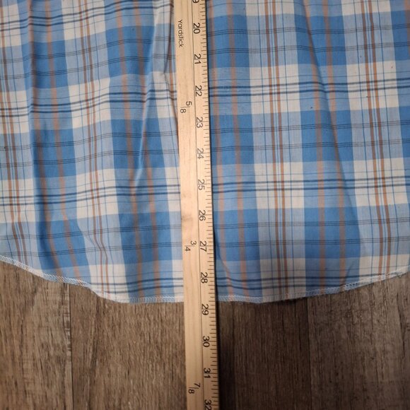 Rustler Mens Long Sleeve Plaid Western Pearl SnapShirt Size XL Cotton Blue White - Picture 5 of 5